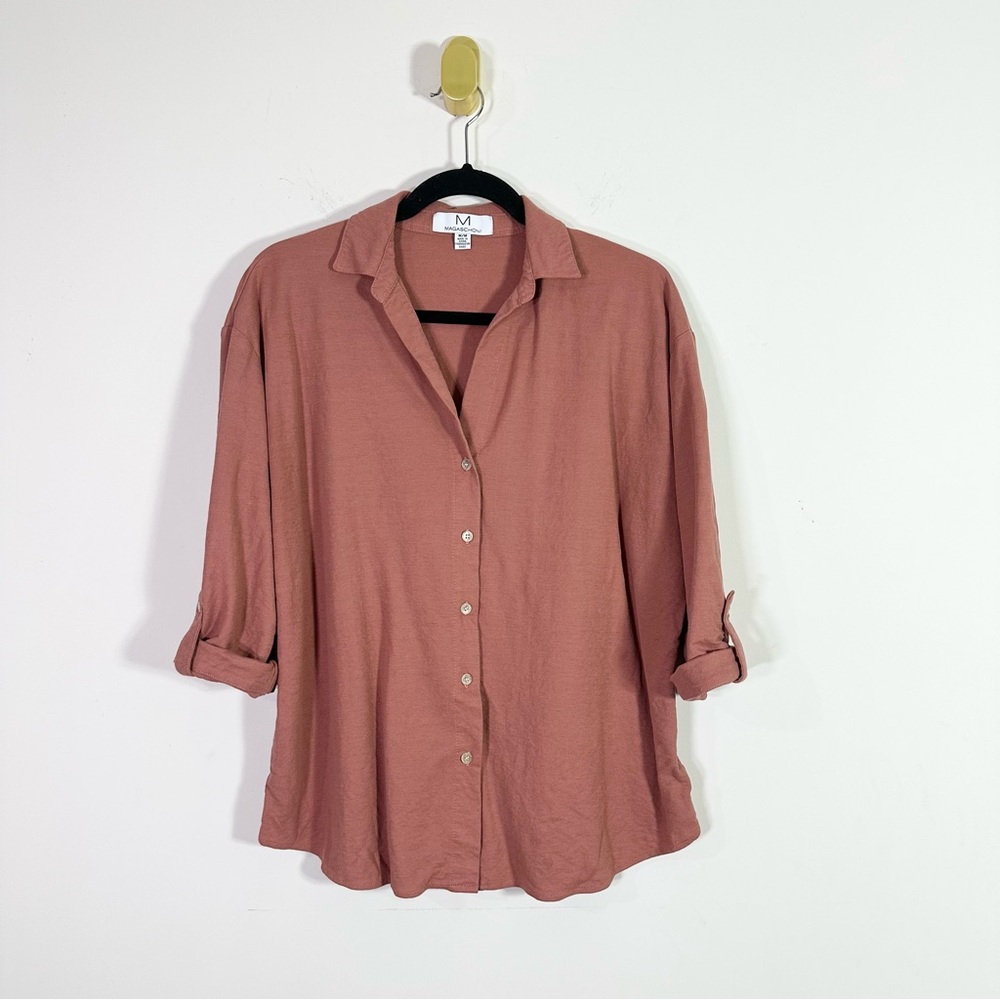 Magaschoni Ruse Red Casual Button Down Shirt